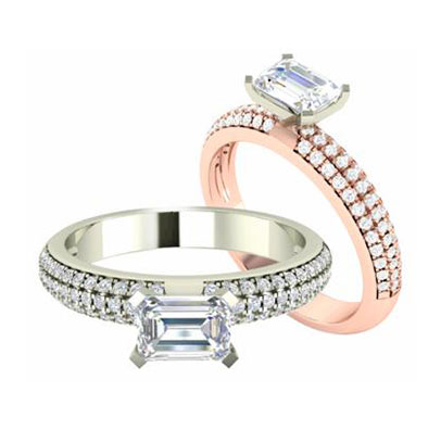 Fancy Emerald Cut Solitaire Ring - Aranya Diamonds