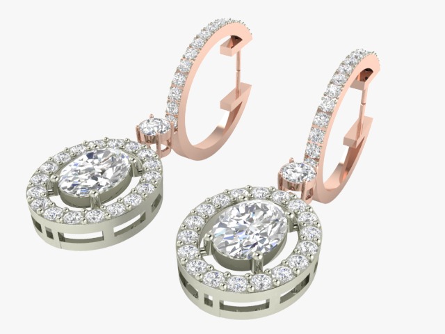 Diamond Halo Drop Earrings - Aranya Diamonds