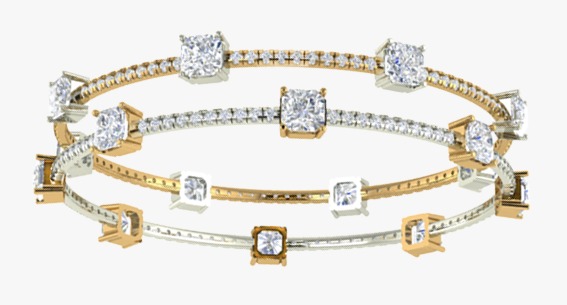 Ruby Halo Statement Bangles - Aranya Diamonds