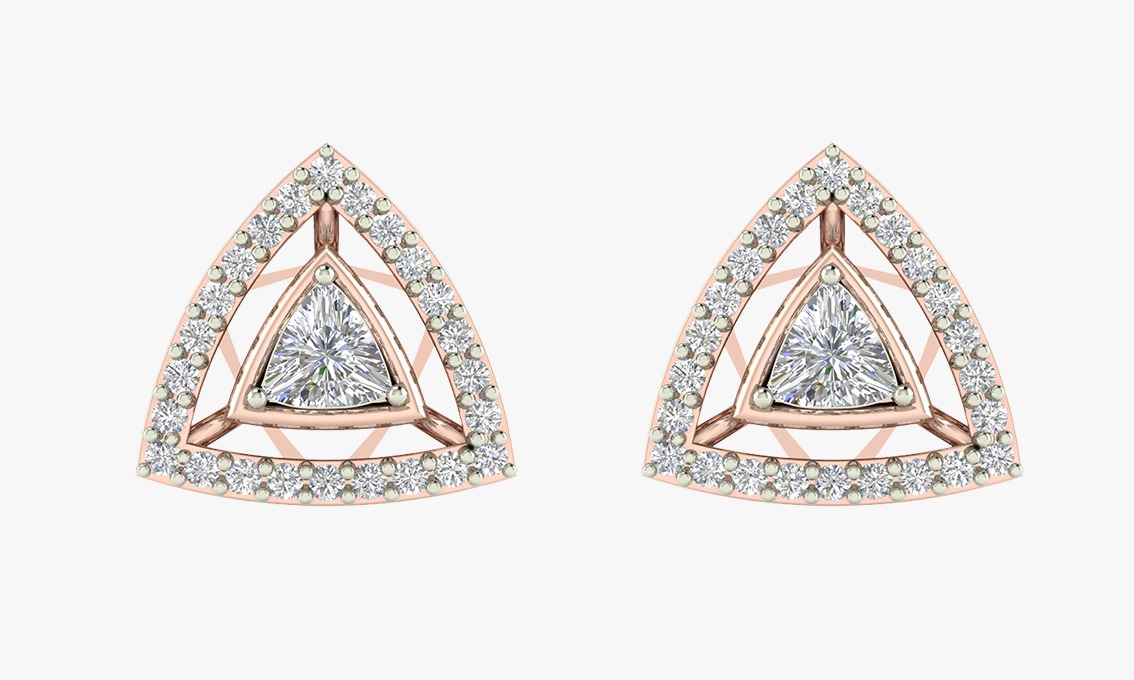 Diamond Halo Drop Earrings - Aranya Diamonds